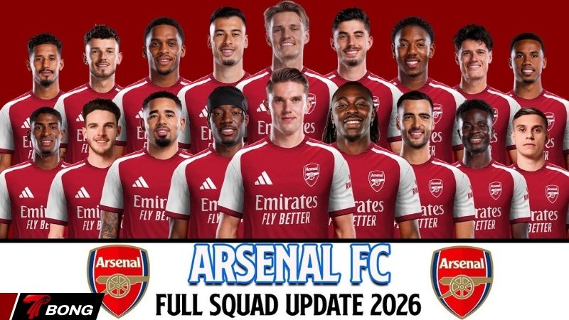 Đội hình đầy đủ mùa giải hiện tại của Arsenal